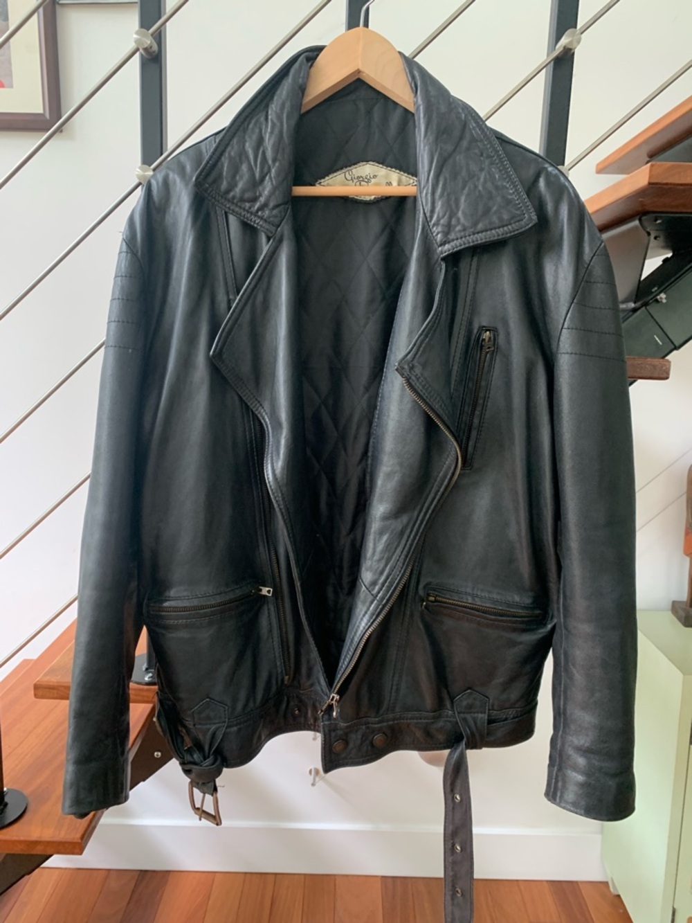 Classic Black Leather Motorcycle Jacket - Women